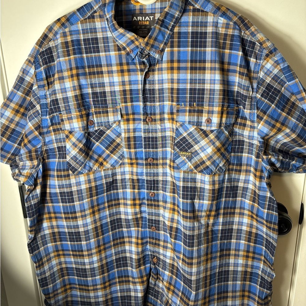 Ariat Men's Casual to western Blue and Yellow Plaid Shirt